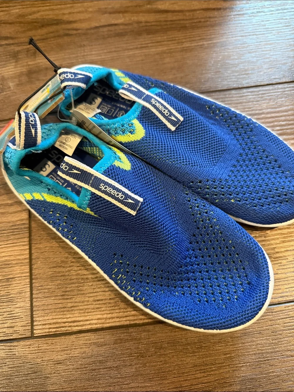 Speedo Kids Blue Aqua Water Shoes with Teal and Yellow Accents
